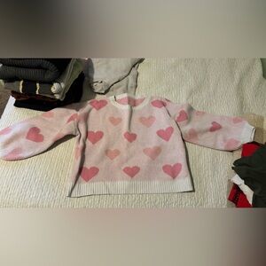 Pink Heart Pattern Sweater